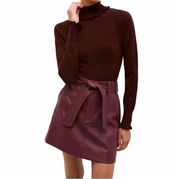 NWT Marie Oliver CORGAN TURTLENECK SWEATER in Bordeaux XS
